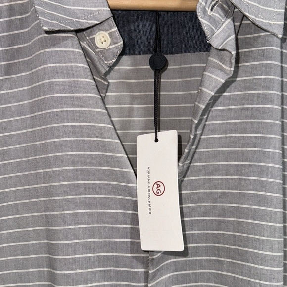 adriano goldschmied ag gray striped men’s small NEW soft button down - Picture 3 of 6